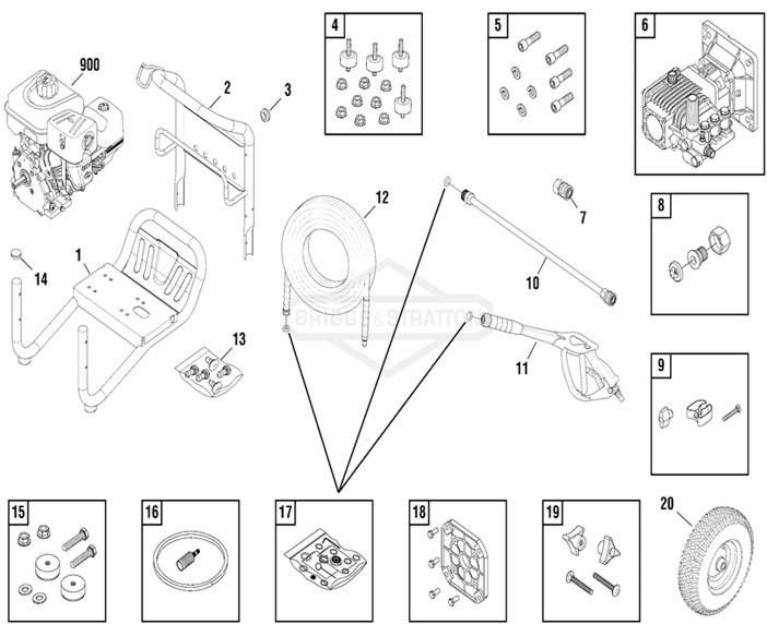 Briggs & Stratton pressure washer model 020675 replacement parts, pump breakdown, repair kits, owners manual and upgrade pump.